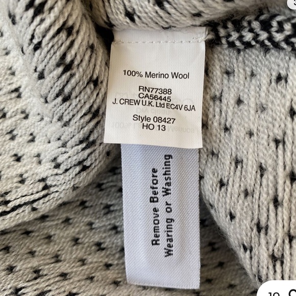 J. Crew Merino Wool Fair Isle Sweater S Black Ivory size XS - Picture 6 of 6